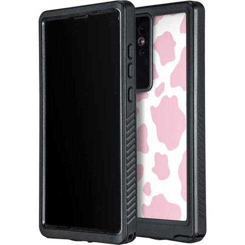 Pink Cow Print Galaxy S24 Ultra Waterproof Case