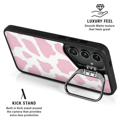 Pink Cow Print Galaxy S25 FE Kickstand Case