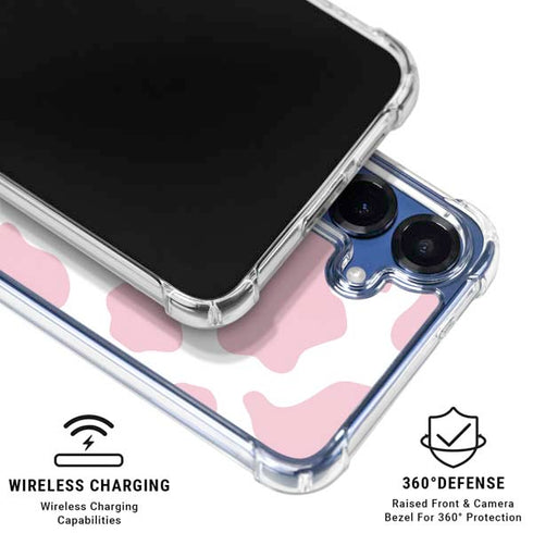Pink Cow Print Galaxy S25 Plus Clear Case