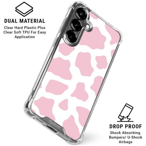 Pink Cow Print Galaxy S26 Clear Case
