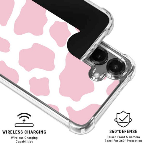 Pink Cow Print Galaxy S26 Plus Clear Case