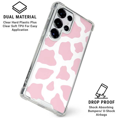 Pink Cow Print Galaxy S26 Ultra Clear Case