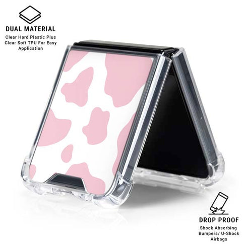 Pink Cow Print Galaxy Z Flip6 Clear Case