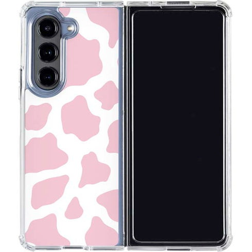Pink Cow Print Galaxy Z Fold5 5G Clear Case