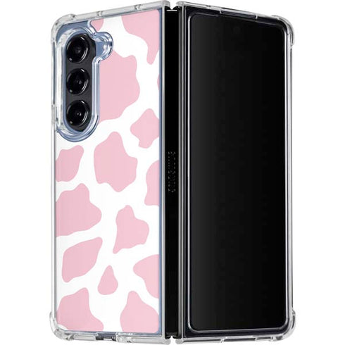 Pink Cow Print Galaxy Z Fold5 5G Clear Case
