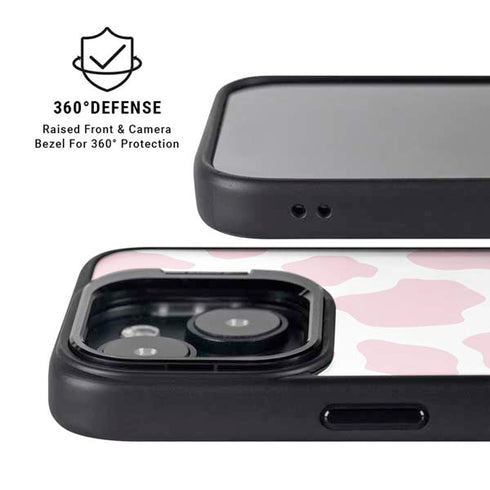 Pink Cow Print iPhone 14 Kickstand Case