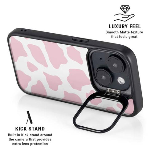 Pink Cow Print iPhone 14 Plus Kickstand Case
