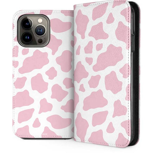 Pink Cow Print iPhone 14 Pro Max Folio Case