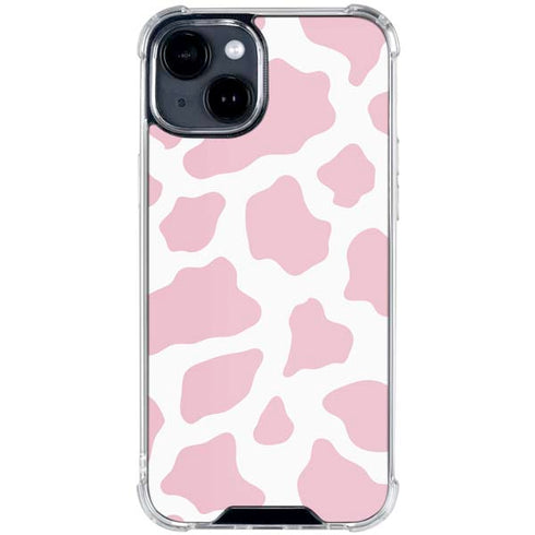 Pink Cow Print iPhone 15 Clear Case
