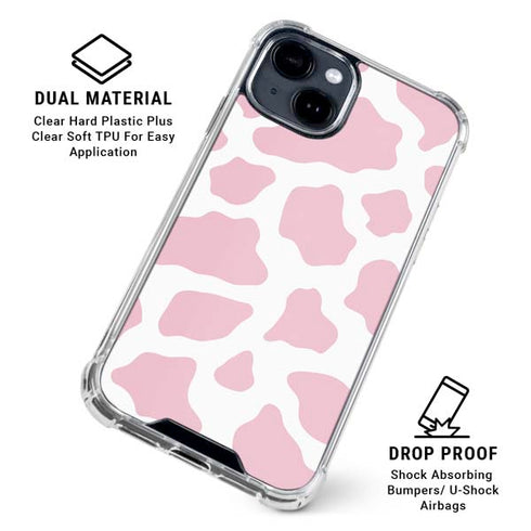 Pink Cow Print iPhone 15 Clear Case