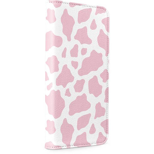 Pink Cow Print iPhone 15 Folio Case