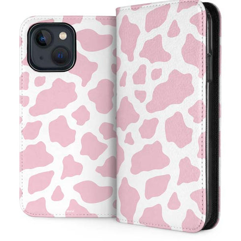 Pink Cow Print iPhone 15 Plus Folio Case
