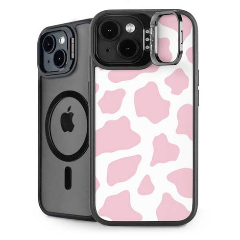 Pink Cow Print iPhone 15 Plus Kickstand Case