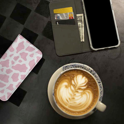 Pink Cow Print iPhone 15 Pro Folio Case