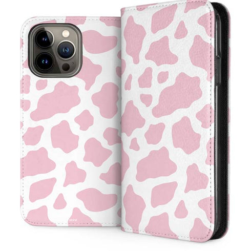 Pink Cow Print iPhone 15 Pro Max Folio Case