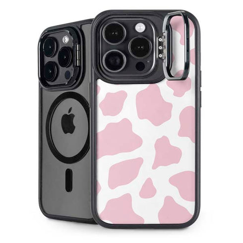 Pink Cow Print iPhone 15 Pro Max Kickstand Case