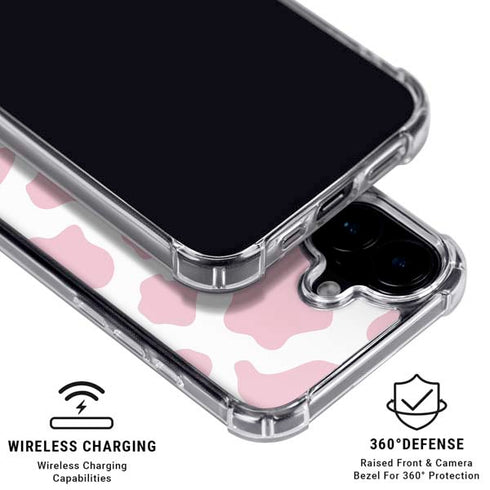 Pink Cow Print iPhone 16 Clear Case