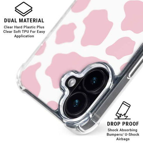 Pink Cow Print iPhone 16 Clear Case