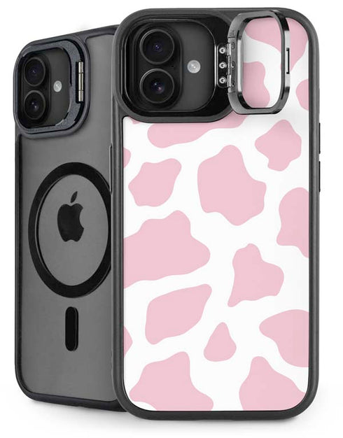 Pink Cow Print iPhone 16 Kickstand Case