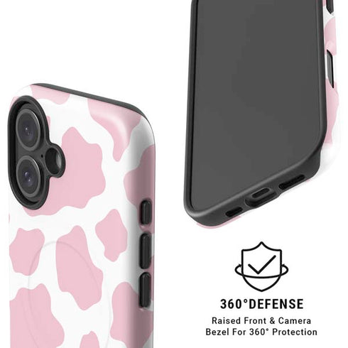 Pink Cow Print iPhone 16 Magsafe Impact Case