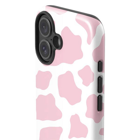 Pink Cow Print iPhone 16 Plus Impact Case