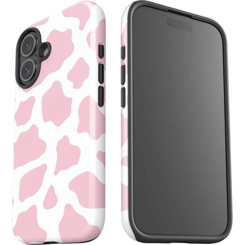 Pink Cow Print iPhone 16 Plus Impact Case