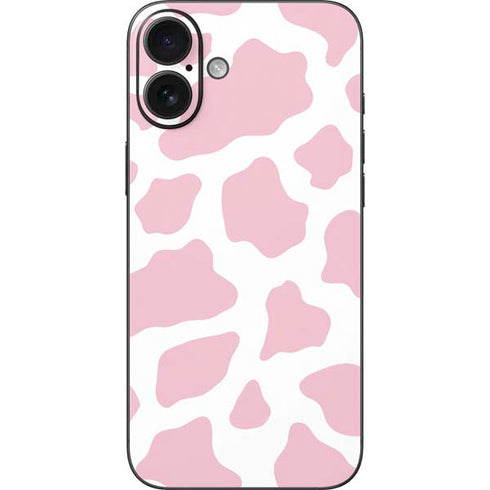 Pink Cow Print iPhone 16 Plus Skin