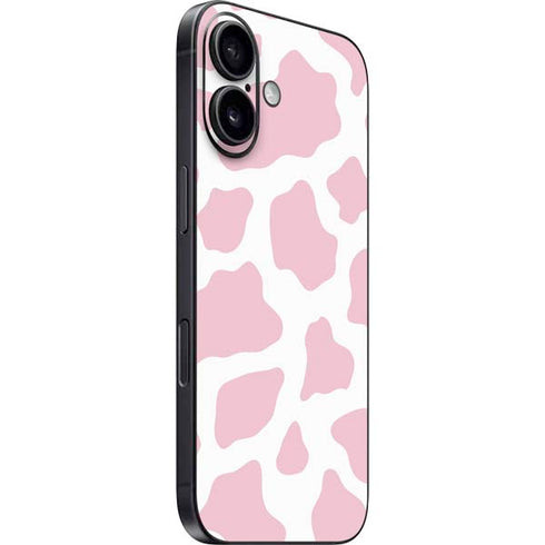 Pink Cow Print iPhone 16 Plus Skin