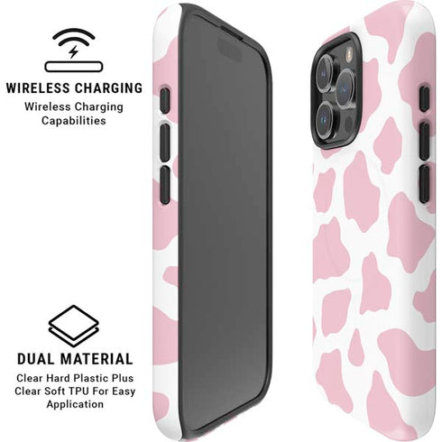 Pink Cow Print iPhone 16 Pro Magsafe Impact Case