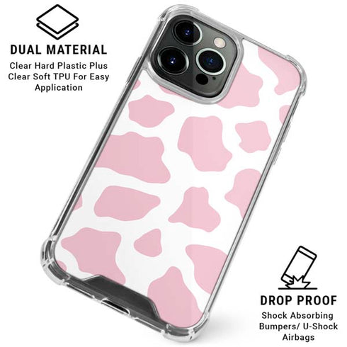 Pink Cow Print iPhone 16 Pro Max Clear Case