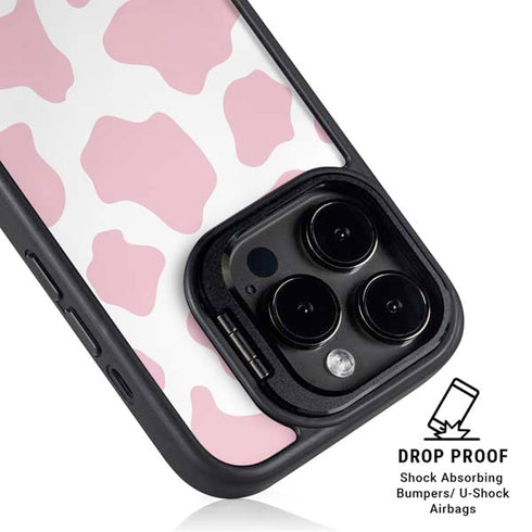 Pink Cow Print iPhone 16 Pro Max Kickstand Case