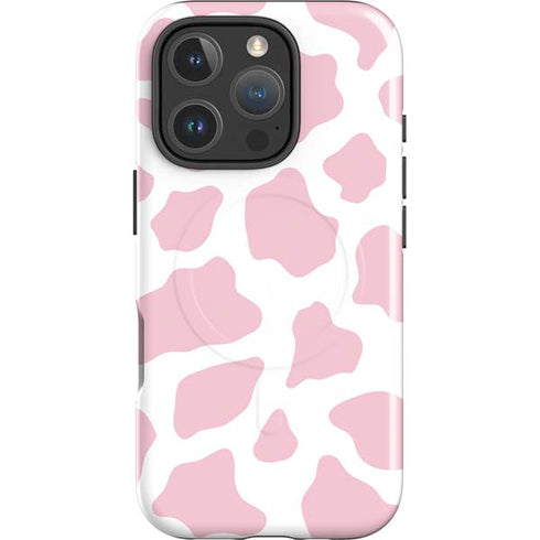 Pink Cow Print iPhone 16 Pro Max Magsafe Impact Case