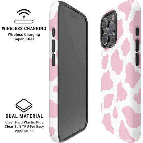 Pink Cow Print iPhone 16 Pro Max Magsafe Impact Case