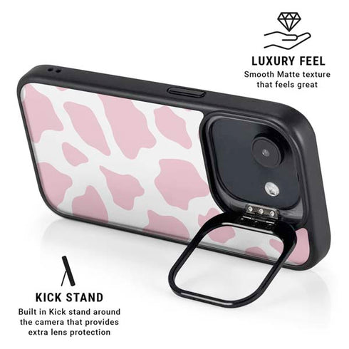 Pink Cow Print iPhone 16e Kickstand Case