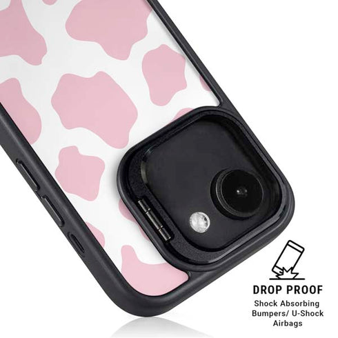 Pink Cow Print iPhone 16e Kickstand Case