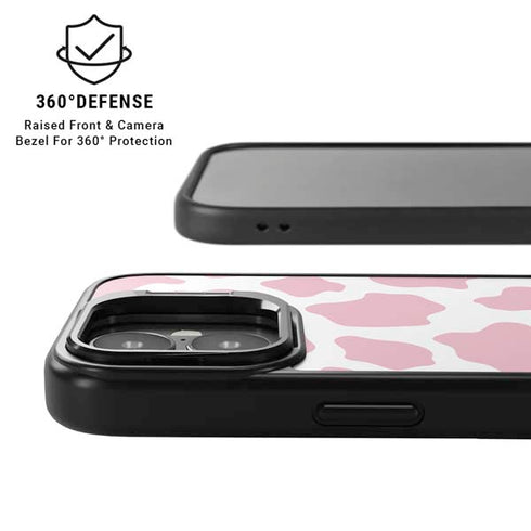 Pink Cow Print iPhone 17 Kickstand Case