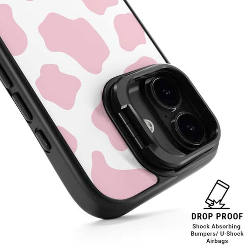 Pink Cow Print iPhone 17 Kickstand Case