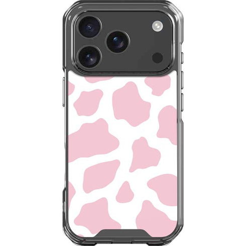 Pink Cow Print iPhone 17 Pro Clear Case