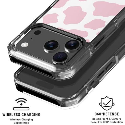 Pink Cow Print iPhone 17 Pro Clear Case