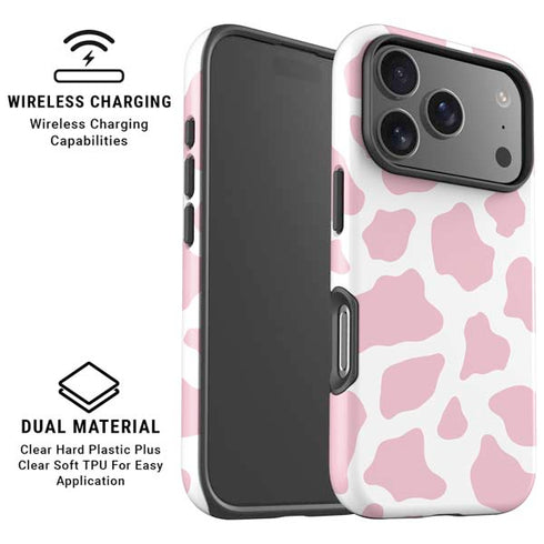 Pink Cow Print iPhone 17 Pro Magsafe Impact Case
