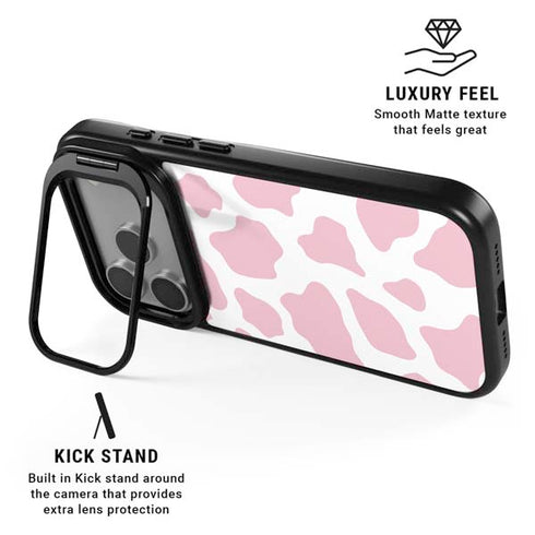 Pink Cow Print iPhone 17 Pro Max Kickstand Case