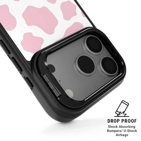 Pink Cow Print iPhone 17 Pro Max Kickstand Case