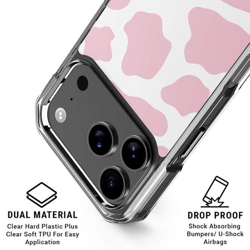 Pink Cow Print iPhone 18 Pro Clear Case