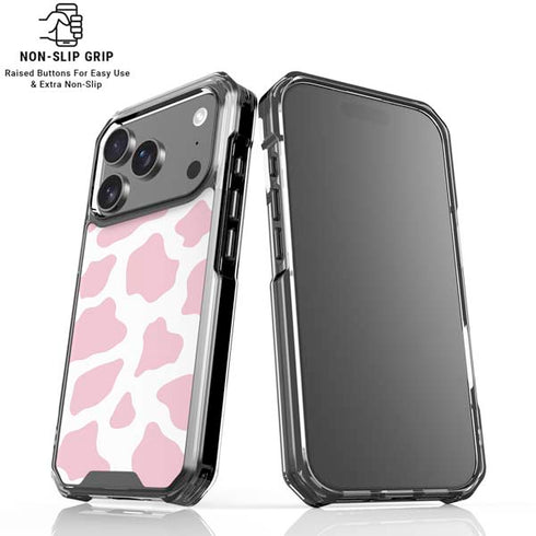Pink Cow Print iPhone 18 Pro Clear Case