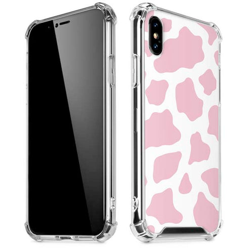 Pink Cow Print iPhone X/XS Clear Case