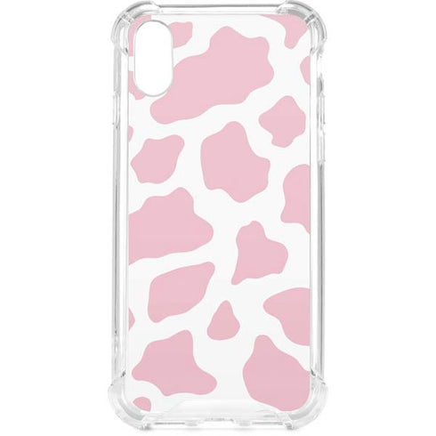 Pink Cow Print iPhone XS Clear Case