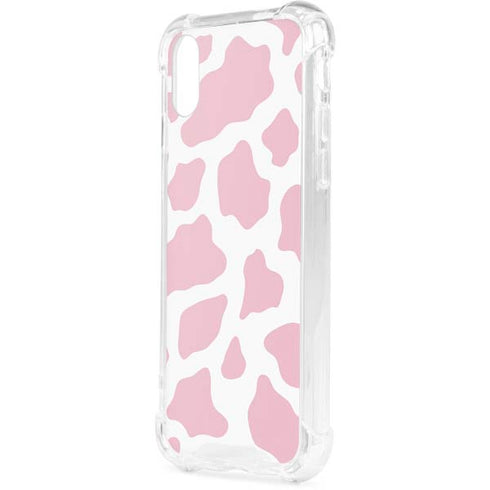 Pink Cow Print iPhone XS Clear Case