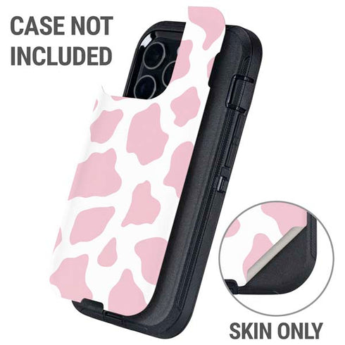 Pink Cow Print Otterbox Defender iPhone Skin