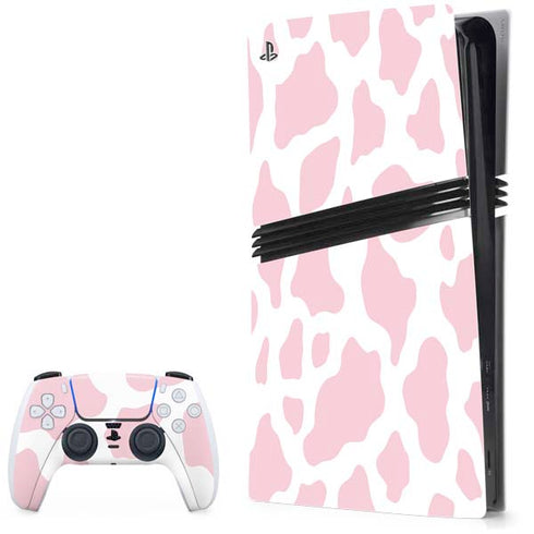 Pink Cow Print PS5 Pro Bundle Skin