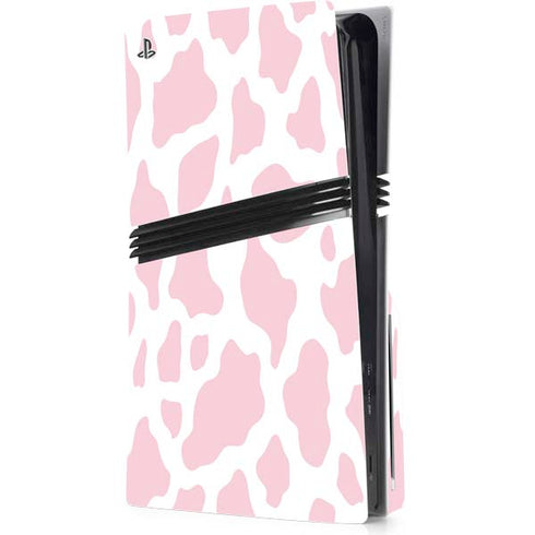 Pink Cow Print PS5 Pro Disk Console Skin